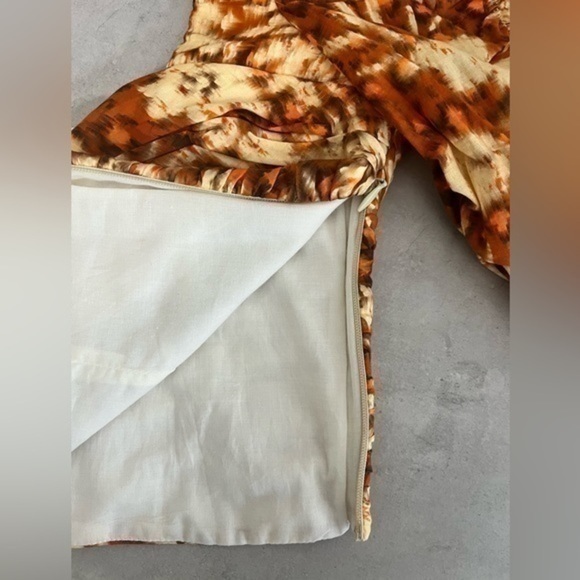 3/$30 _ ZARA | orange brown sweetheart  floral geometric retro crop top - small - Picture 8 of 9